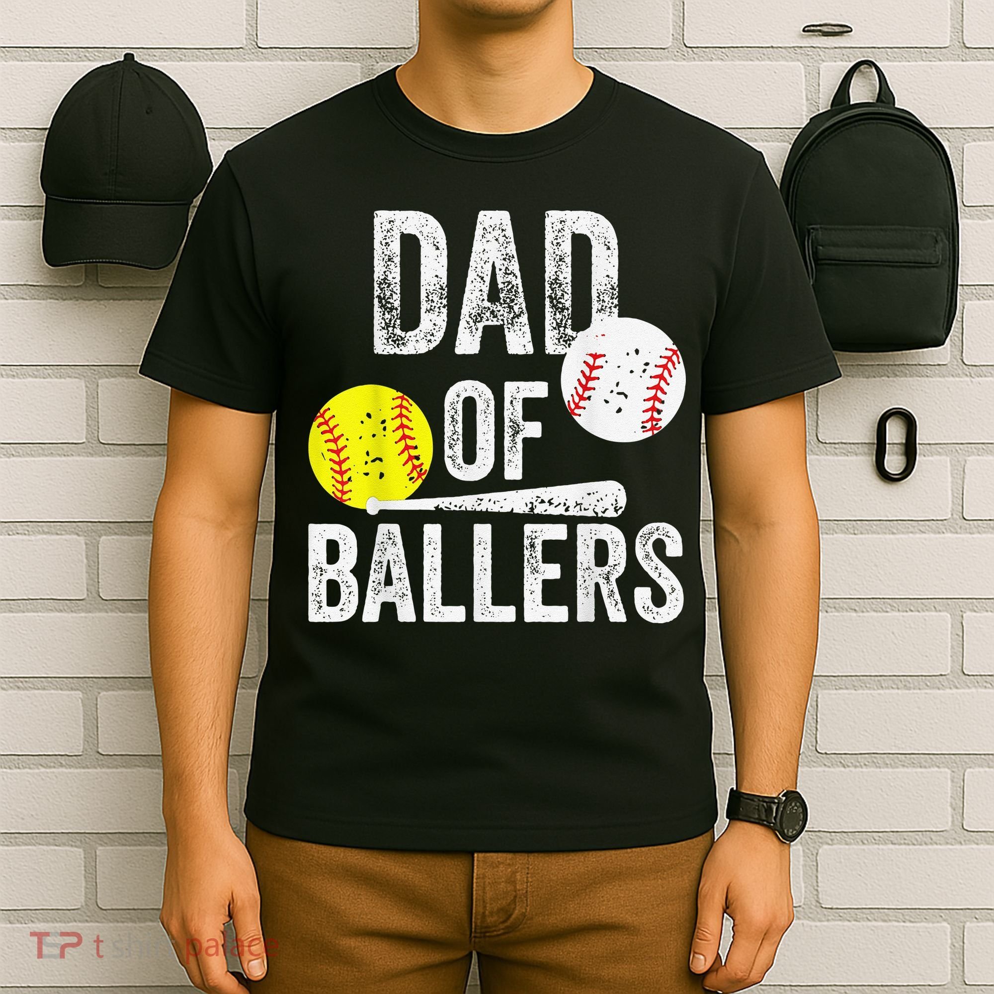 Dad of Ballers Dad of Baseball And Softball Player For Dad T-Shirt