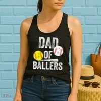 Dad of Ballers Dad of Baseball And Softball Player For Dad Women's Tank Top thumb 2