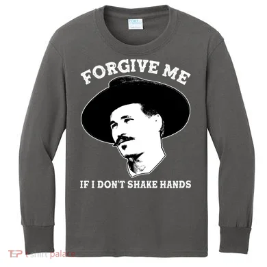 Doc Holiday I Don't Shake Hands Kids Long Sleeve Shirt
