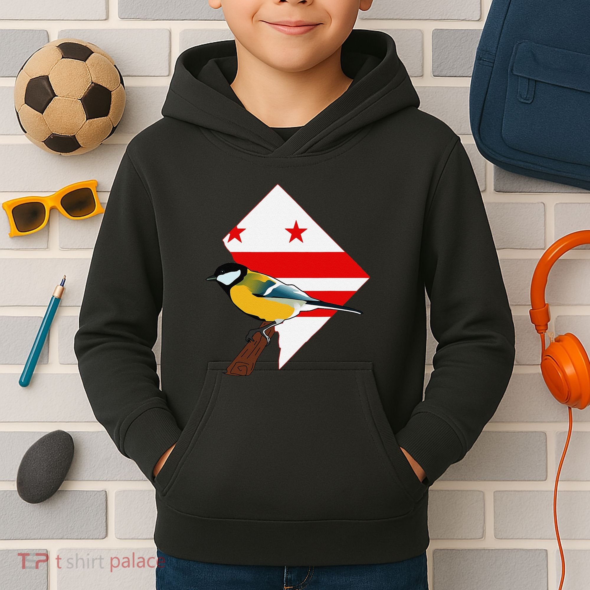 District Of Columbia Us Flag State Bird Kids Hoodie