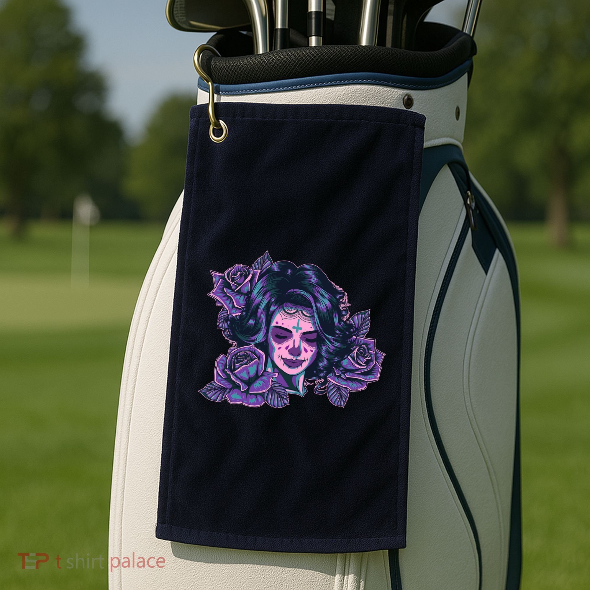 Day Of Dead Dia Los Muertos Sugar Skull Woman Golf Towel