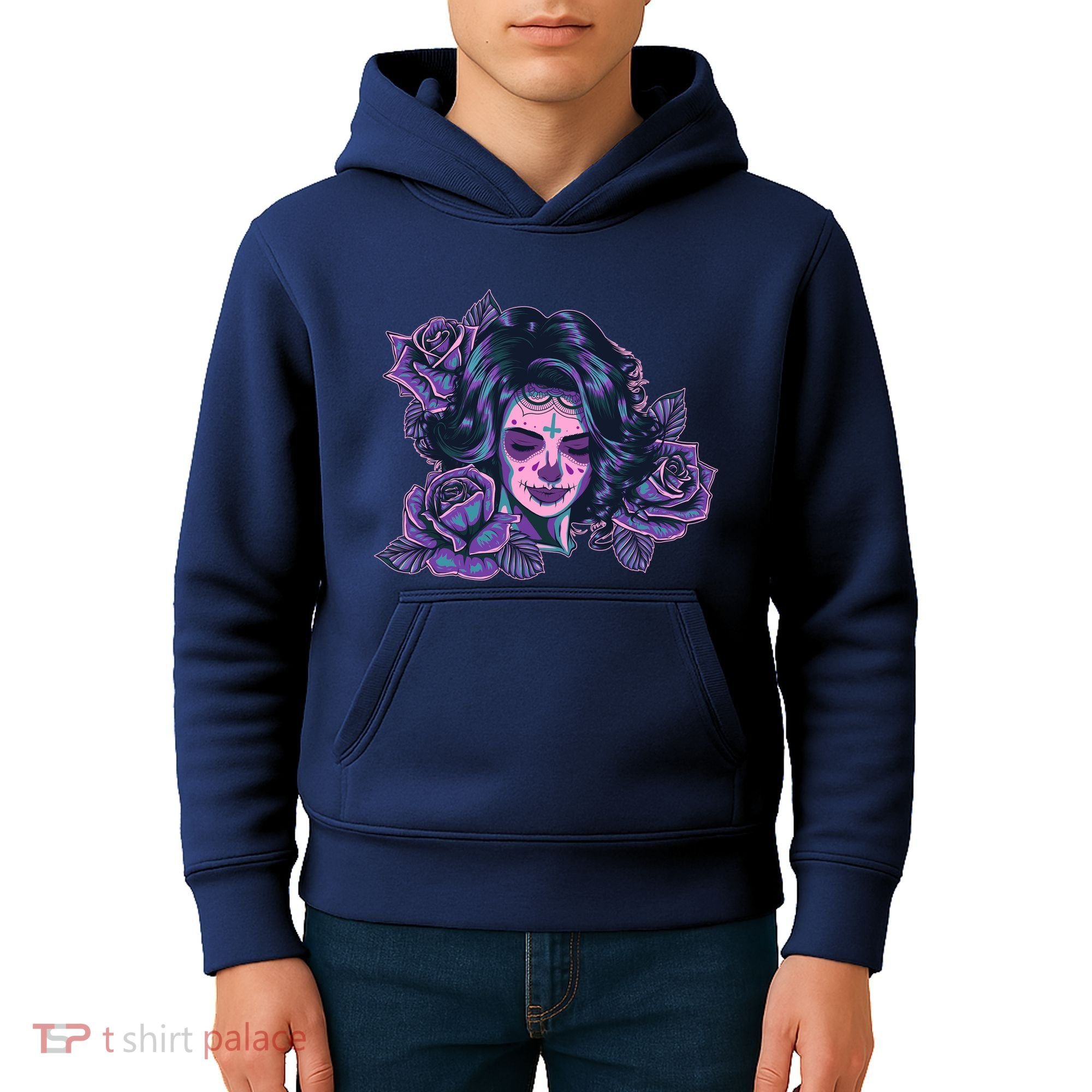 Day Of Dead Dia Los Muertos Sugar Skull Woman Kids Hoodie