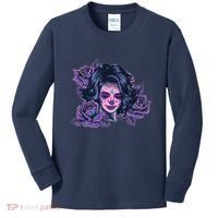 Day Of Dead Dia Los Muertos Sugar Skull Woman Kids Long Sleeve Shirt thumb 0