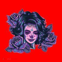 Day Of Dead Dia Los Muertos Sugar Skull Woman Santa Hat thumb 1
