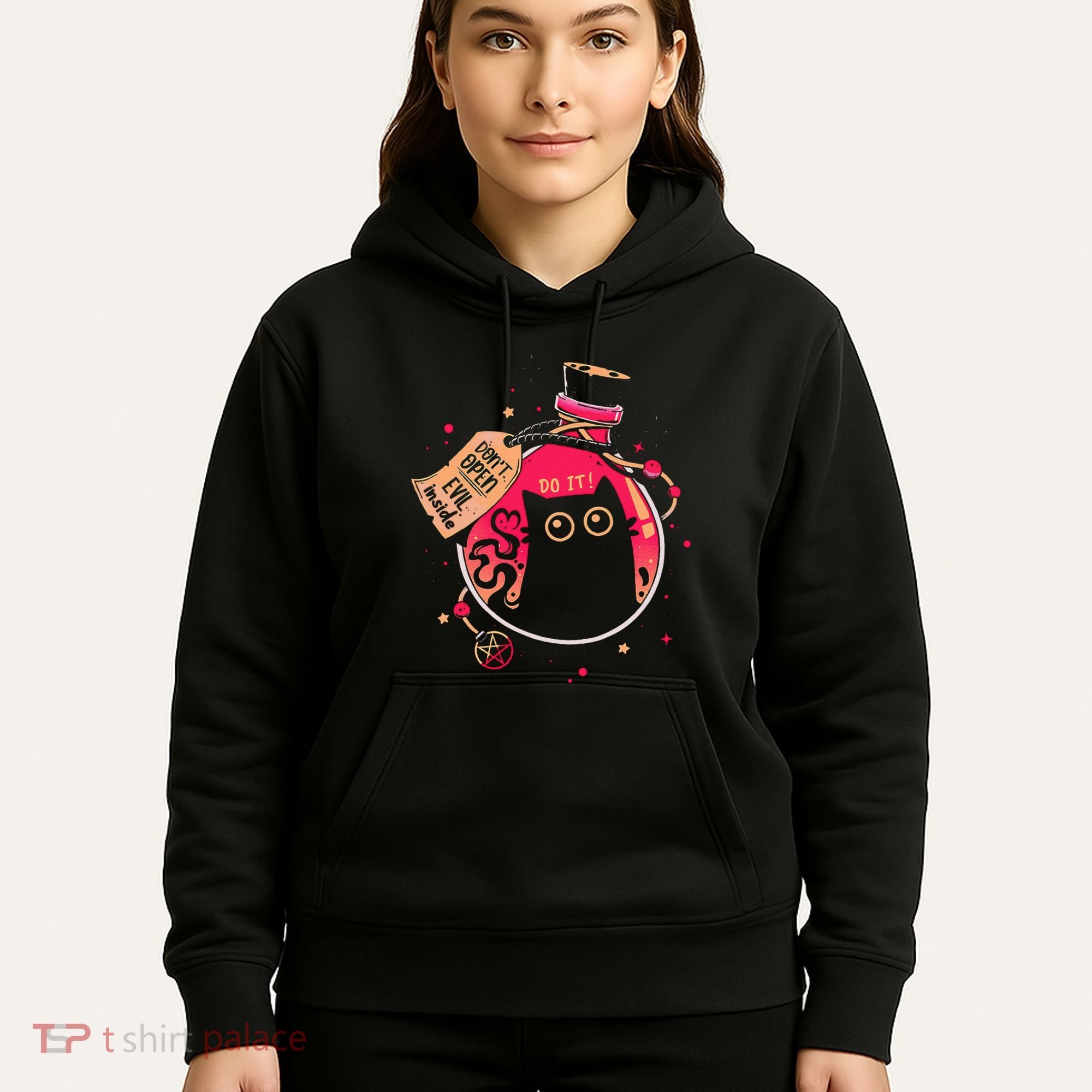 DonT Open Evil Inside Funny Cat Hoodie