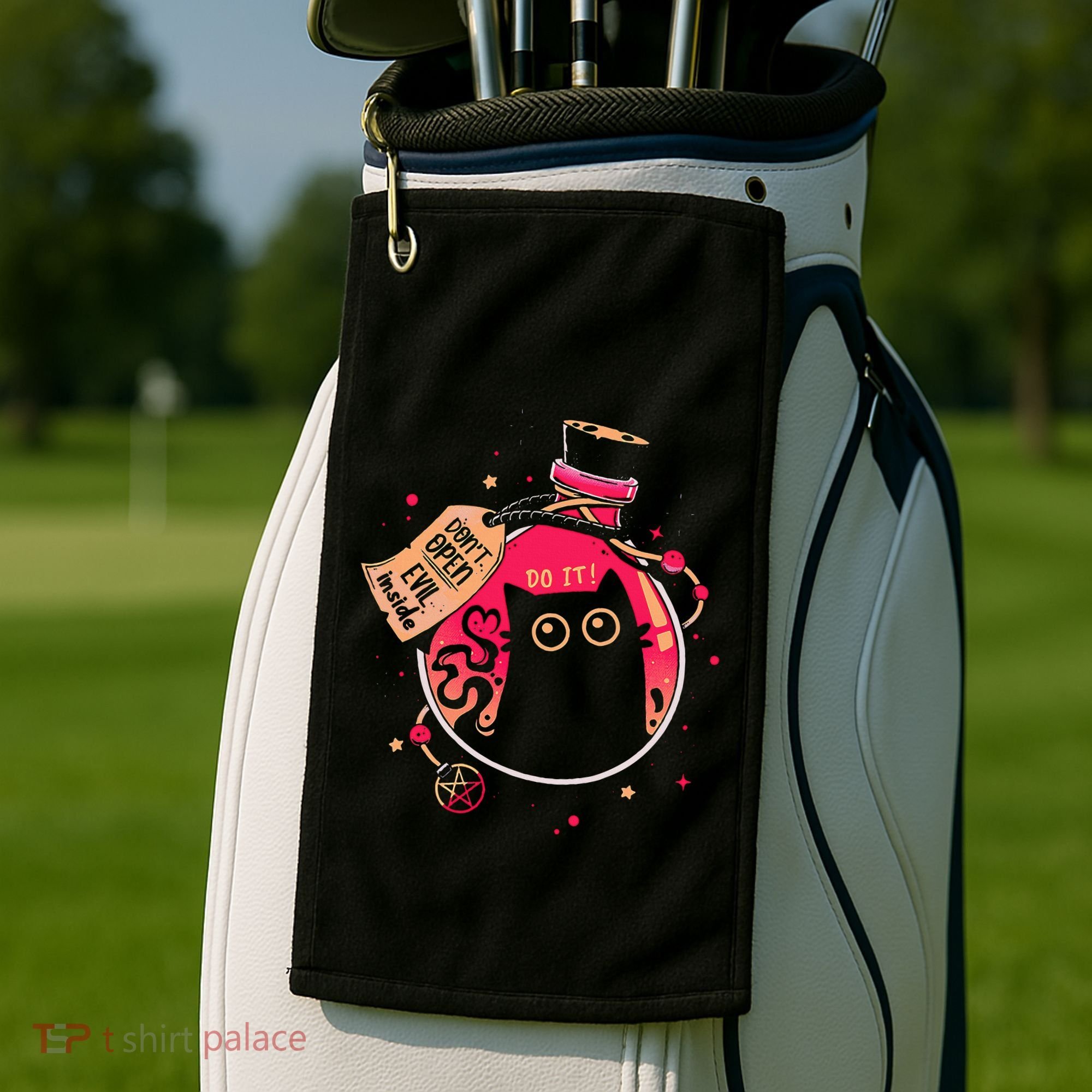 DonT Open Evil Inside Funny Cat Golf Towel