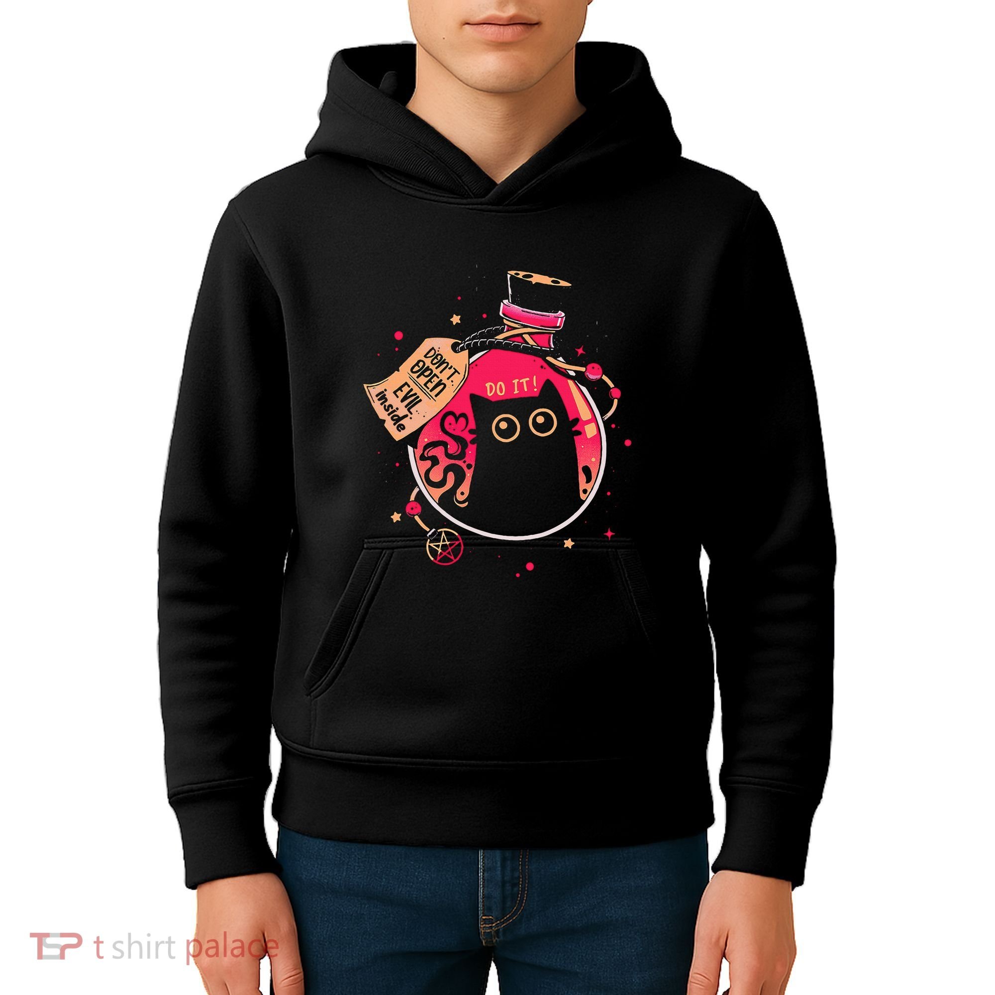 DonT Open Evil Inside Funny Cat Kids Hoodie