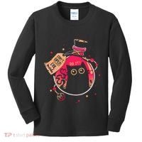 DonT Open Evil Inside Funny Cat Kids Long Sleeve Shirt thumb 0