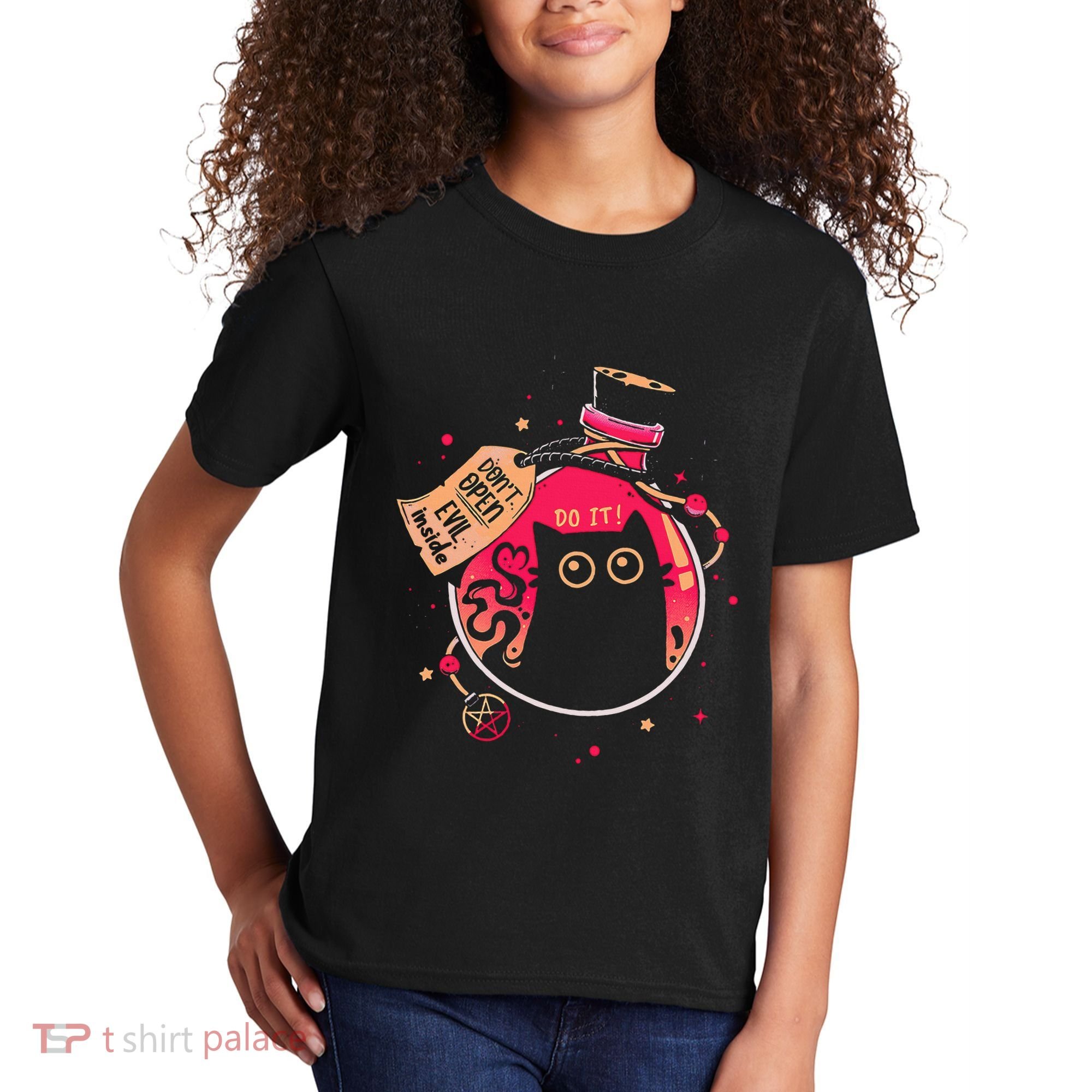 DonT Open Evil Inside Funny Cat Kids T-Shirt