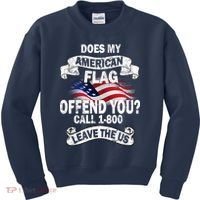 Does My American Flag Offend You Call 7-800 Leave Us Alone Kids Sweatshirt thumb 0