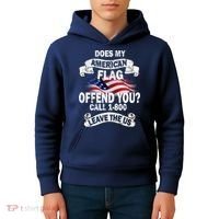 Does My American Flag Offend You Call 7-800 Leave Us Alone Kids Hoodie thumb 4
