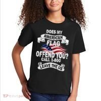 Does My American Flag Offend You Call 7-800 Leave Us Alone Kids T-Shirt thumb 2