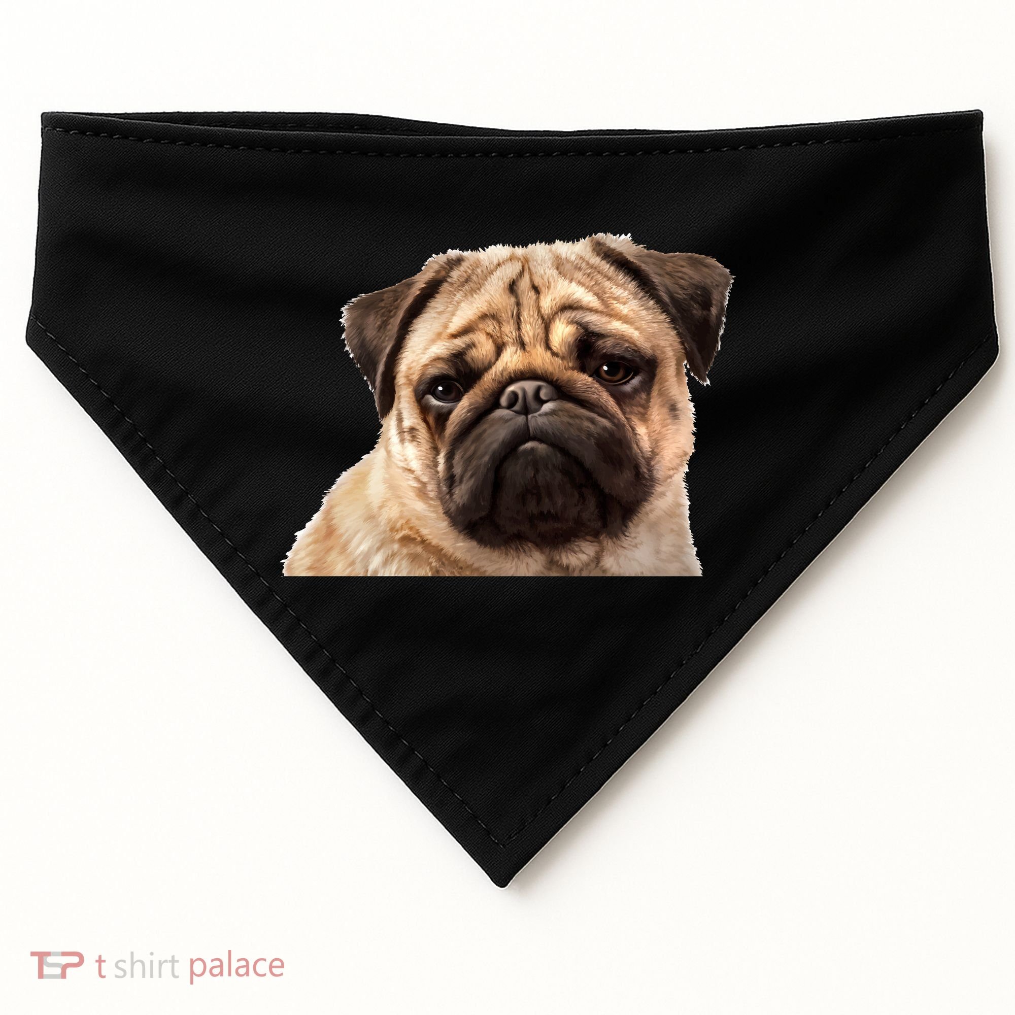 Dog - Close-Up of Pug Face USA-Made Doggie Bandana