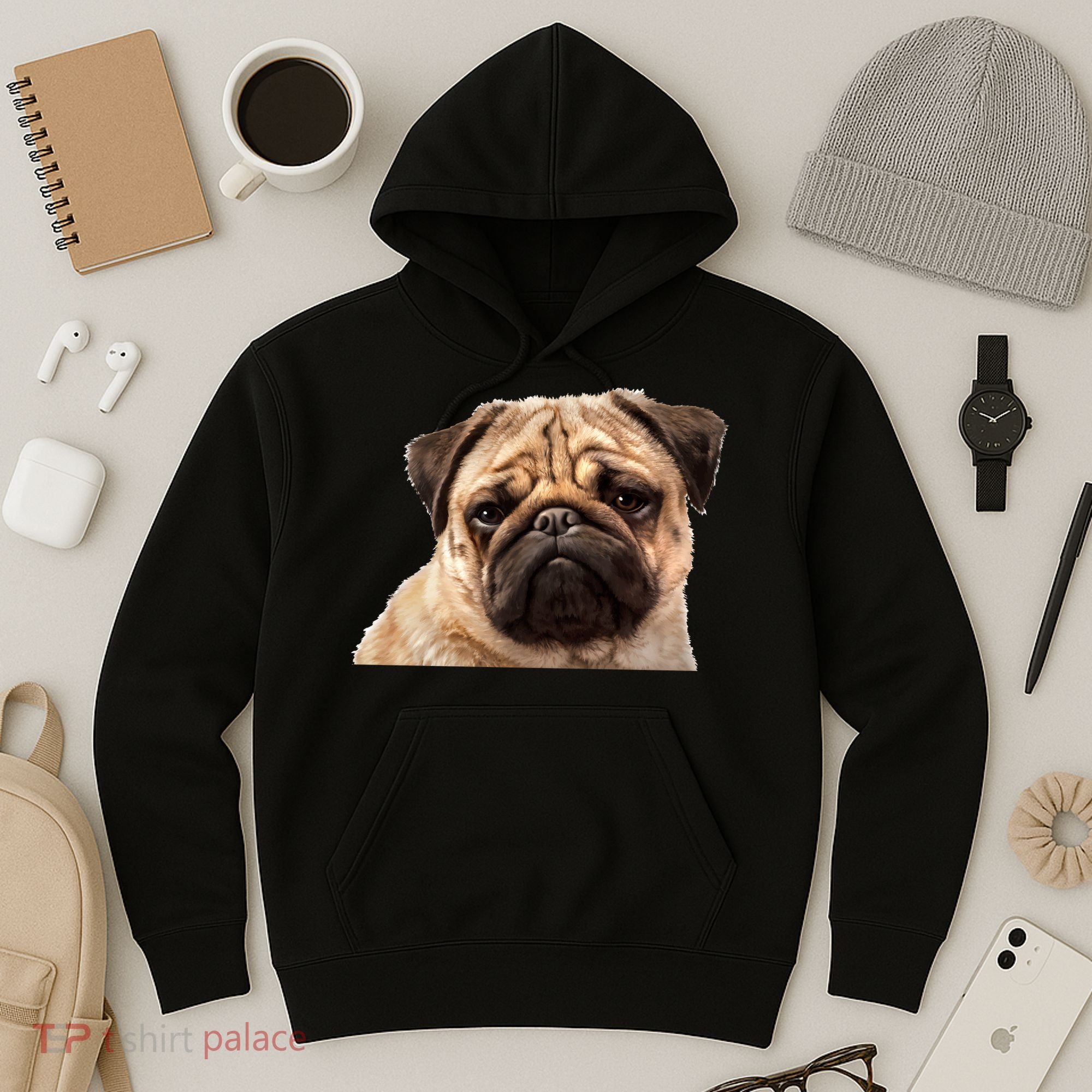 Dog - Close-Up of Pug Face Hoodie