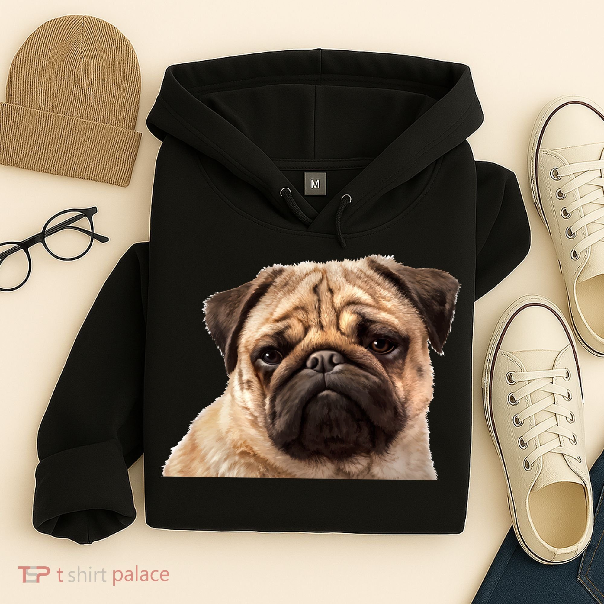Dog - Close-Up of Pug Face Hoodie