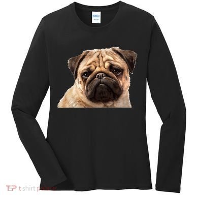 Dog - Close-Up of Pug Face Women's Long Sleeve Shirt