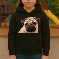 Dog - Close-Up of Pug Face Kids Hoodie thumb 3