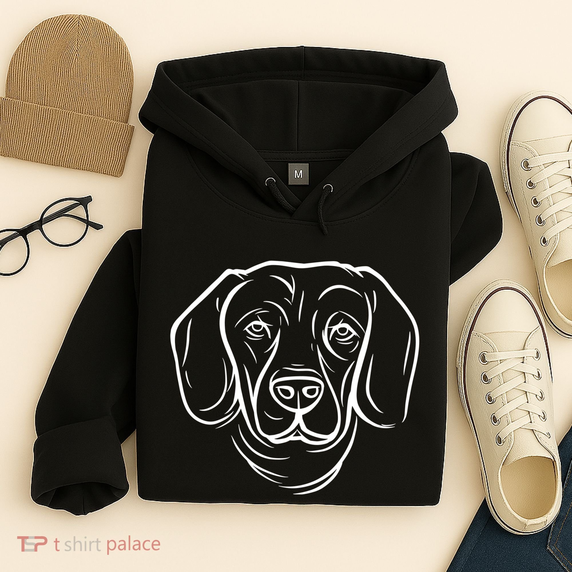 Dog Face Outlined Hoodie