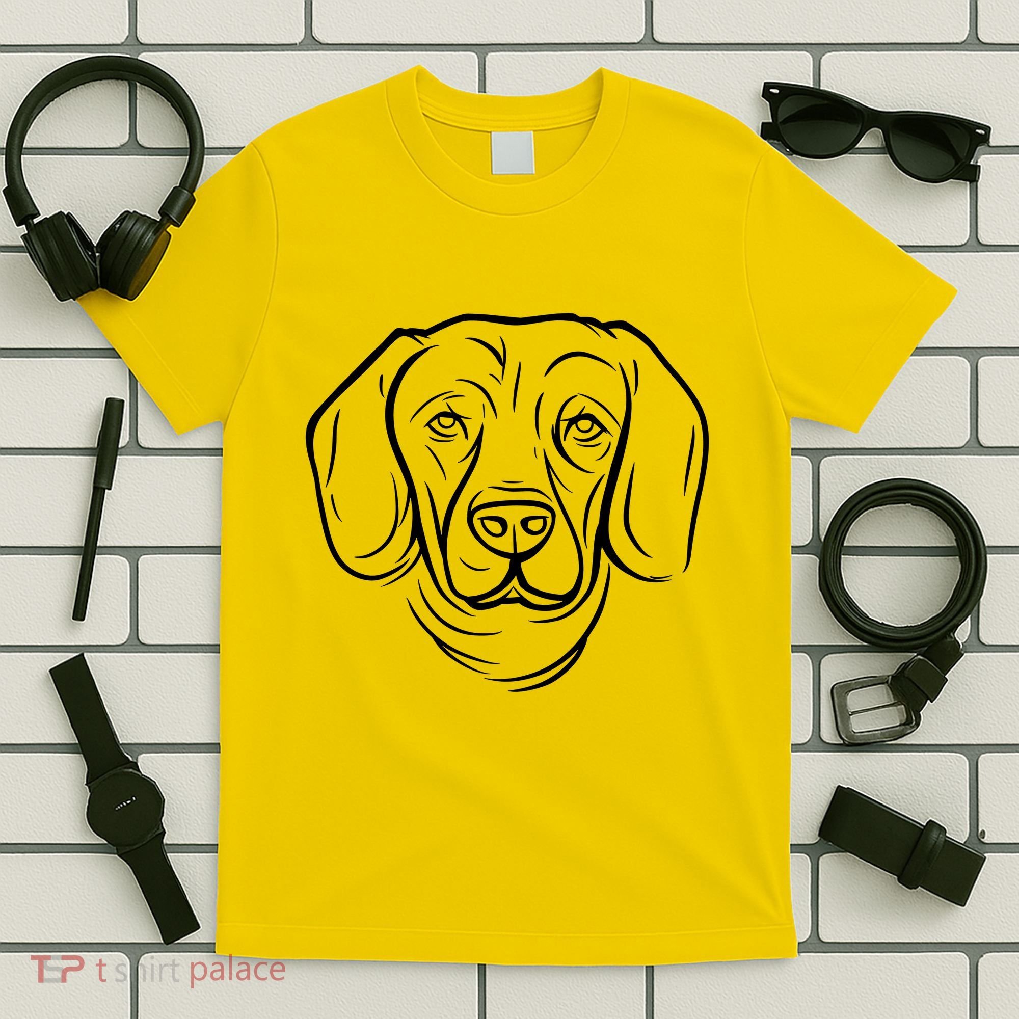 Dog Face Outlined T-Shirt