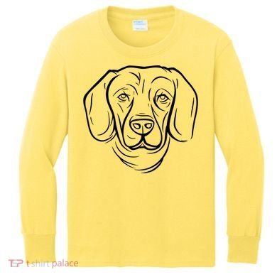 Dog Face Outlined Kids Long Sleeve Shirt