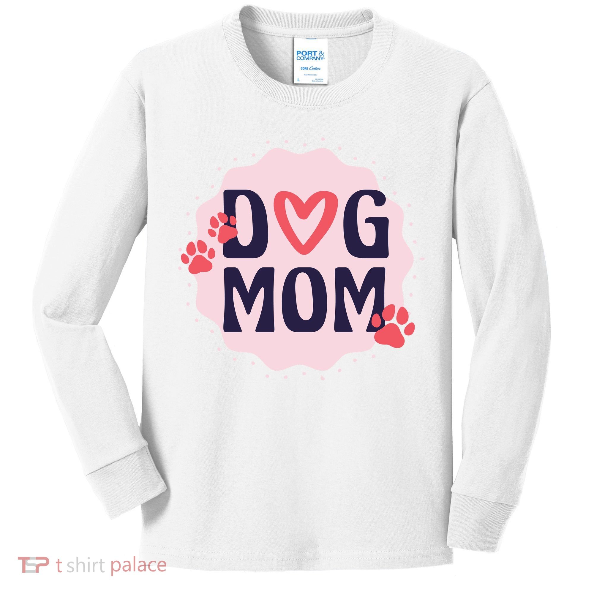Dog Mom Paw Kids Long Sleeve Shirt