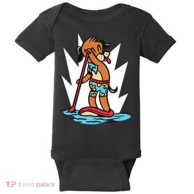Dog Paddle Boarding Baby Bodysuit