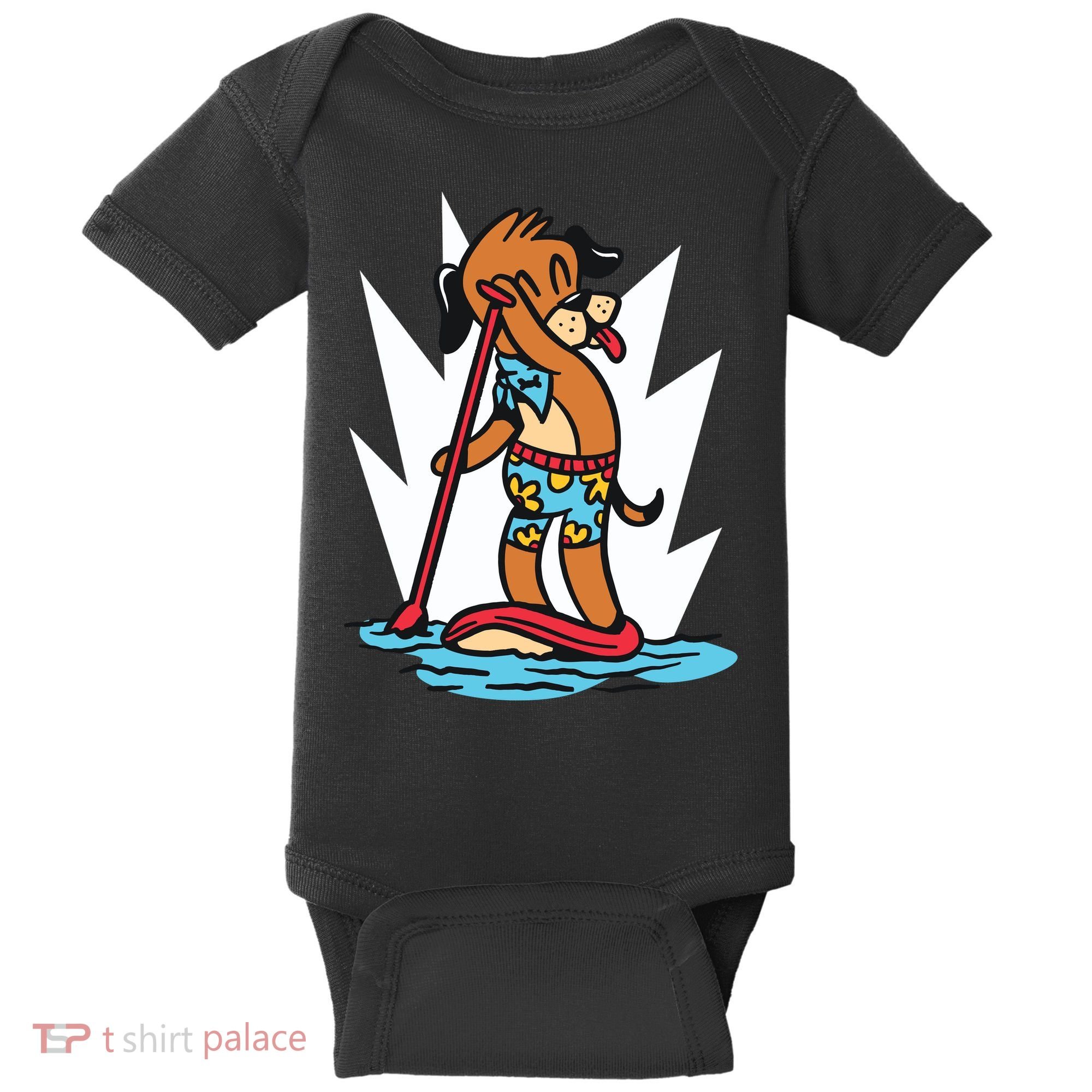 Dog Paddle Boarding Baby Bodysuit