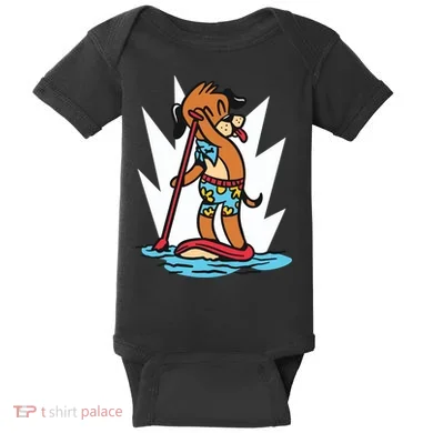 Dog Paddle Boarding Baby Bodysuit