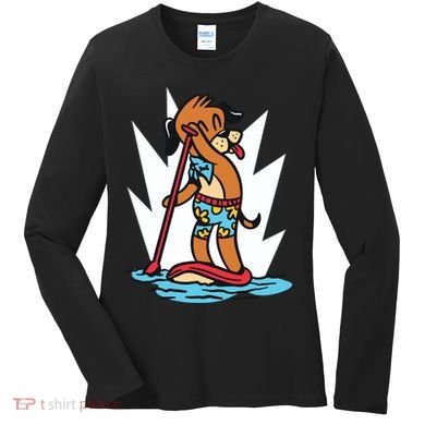 Dog Paddle Boarding Women's Long Sleeve Shirt