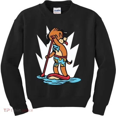 Dog Paddle Boarding Kids Sweatshirt