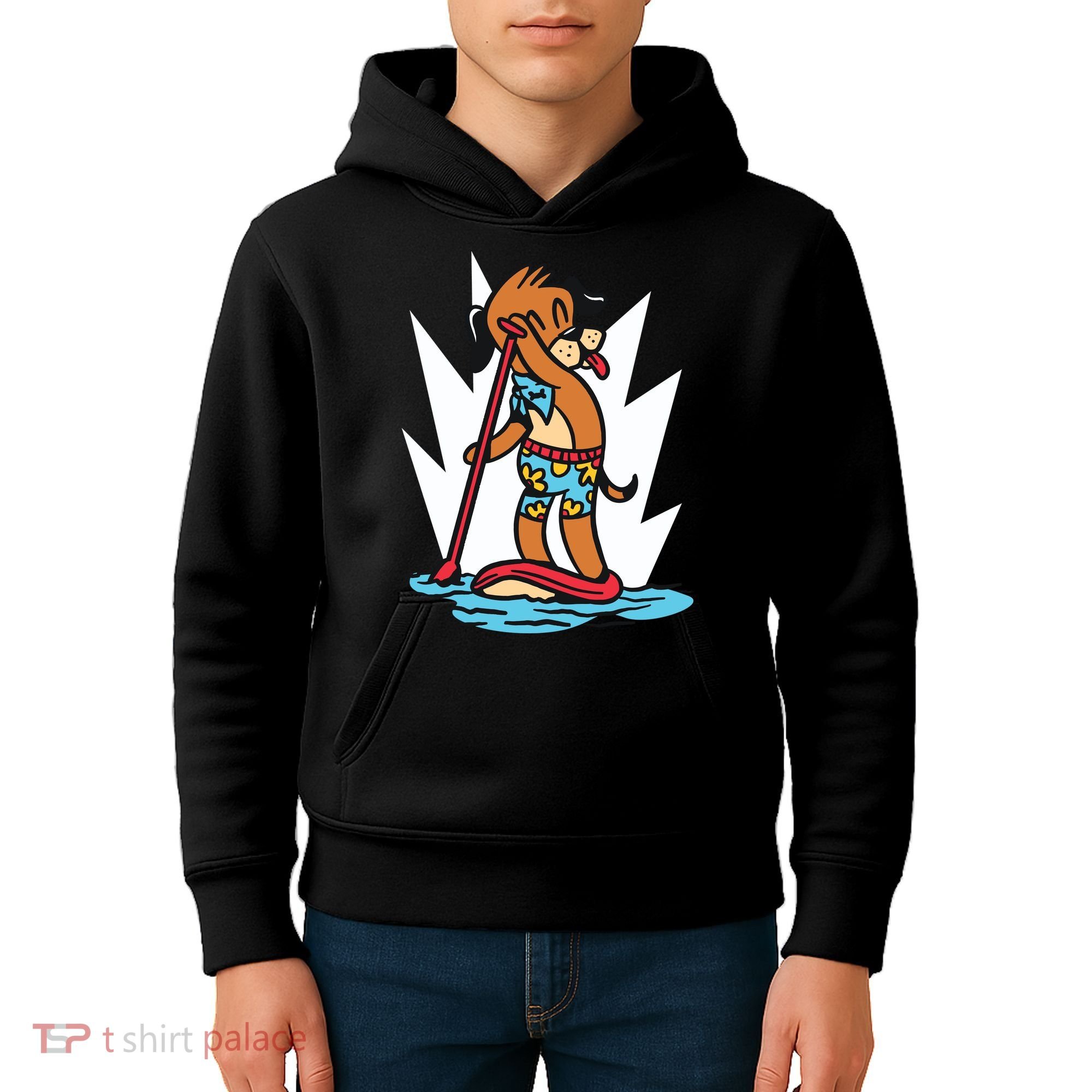 Dog Paddle Boarding Kids Hoodie