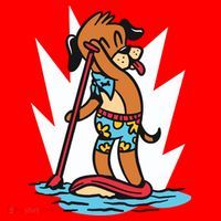 Dog Paddle Boarding Santa Hat thumb 1