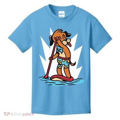 Dog Paddle Boarding Kids T-Shirt