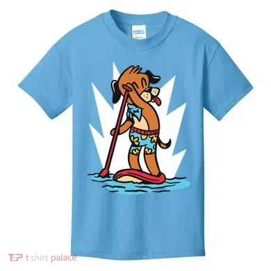 Dog Paddle Boarding Kids T-Shirt