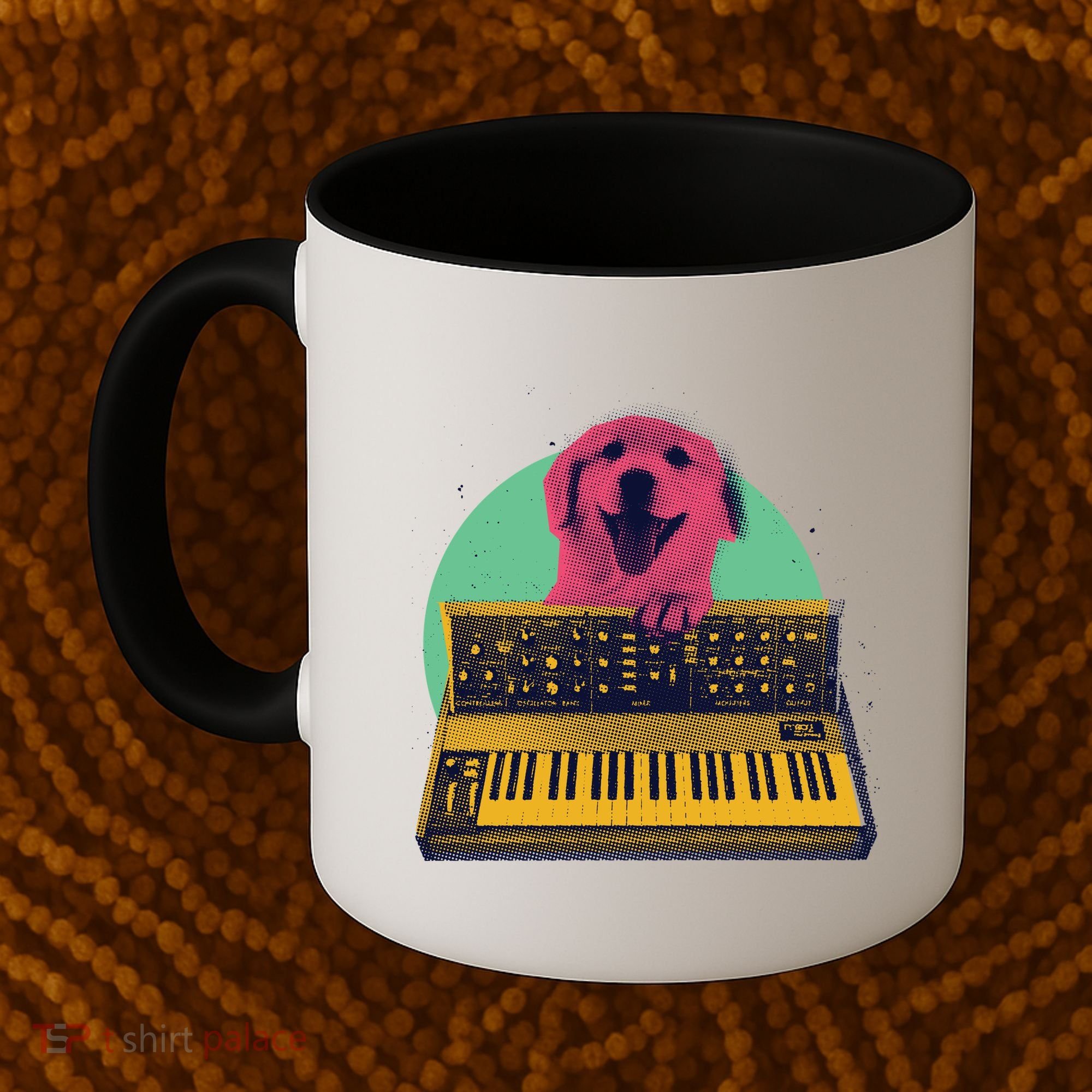 Dog Playing Piano Coffee Mug
