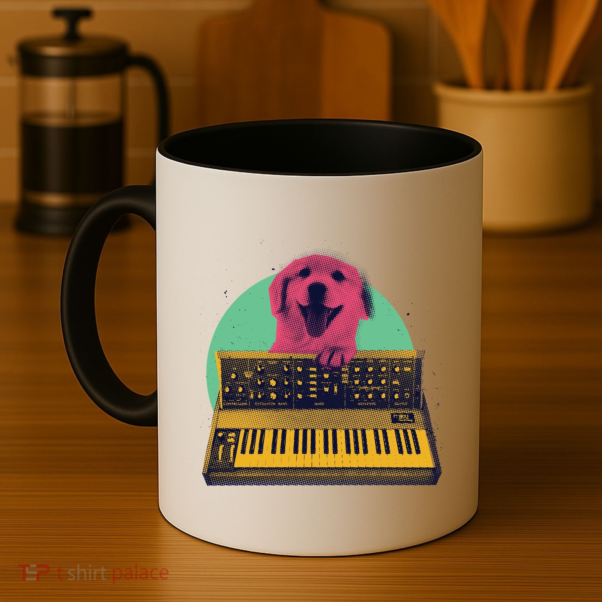 Dog Playing Piano Coffee Mug