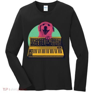 Dog Playing Piano Women's Long Sleeve Shirt