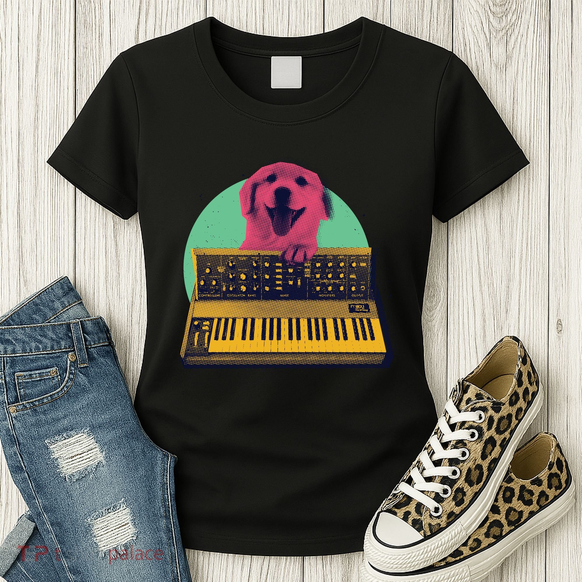 Dog Playing Piano Women's T-Shirt
