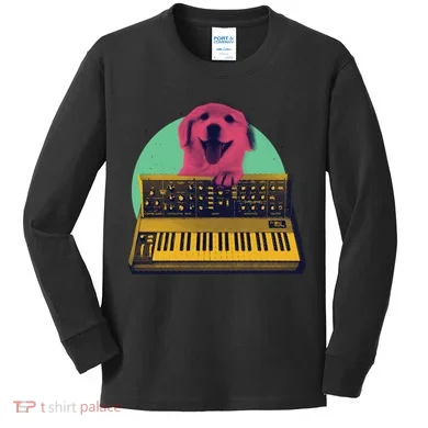 Dog Playing Piano Kids Long Sleeve Shirt