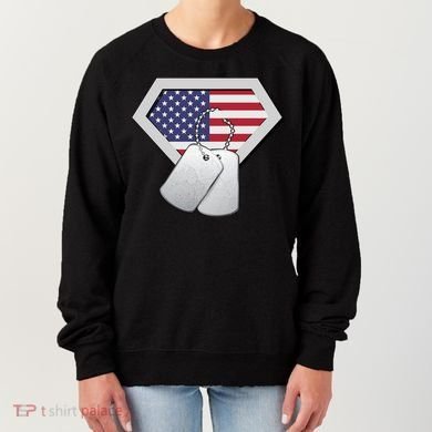Dog Tag American Flag Superhero Emblem Women's Sweatshirt