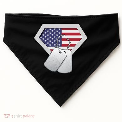 Dog Tag American Flag Superhero Emblem USA-Made Doggie Bandana