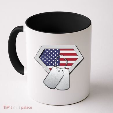 Dog Tag American Flag Superhero Emblem Coffee Mug