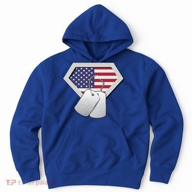 Dog Tag American Flag Superhero Emblem Hoodie