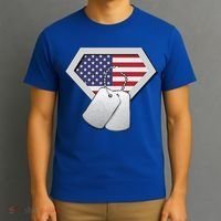 Dog Tag American Flag Superhero Emblem T-Shirt thumb 3