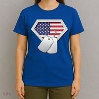 Dog Tag American Flag Superhero Emblem T-Shirt thumb 4