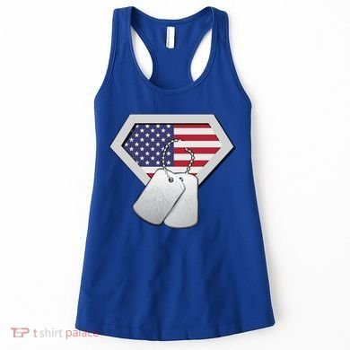 Dog Tag American Flag Superhero Emblem Women's Tank Top
