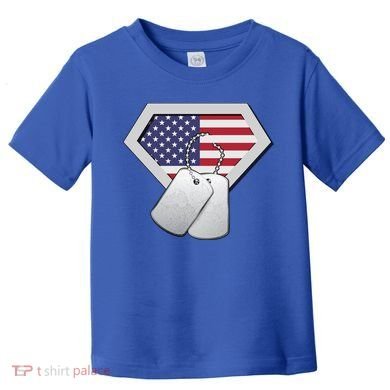 Dog Tag American Flag Superhero Emblem Toddler T-Shirt