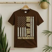 Dad of Girls Outnumbered Patriotic Graphic Clothing T-Shirt thumb 2
