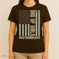 Dad of Girls Outnumbered Patriotic Graphic Clothing T-Shirt thumb 4