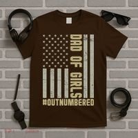 Dad of Girls Outnumbered Patriotic Graphic Clothing T-Shirt thumb 5